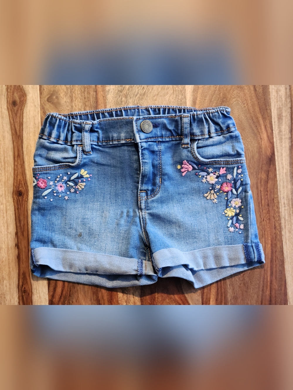 GAP Blue Jean Shorts with Floral Embroidery